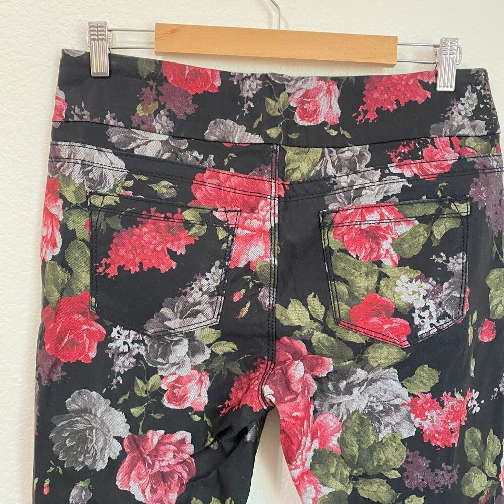 Soft Surroundings Pull-on Black Floral Leggings Pants Medium - Picture 5 of 8